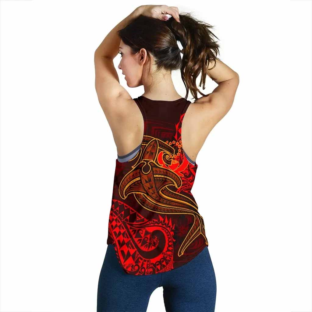 Pohnpei Women Racerback Tank - Red Shark Polynesian Tattoo