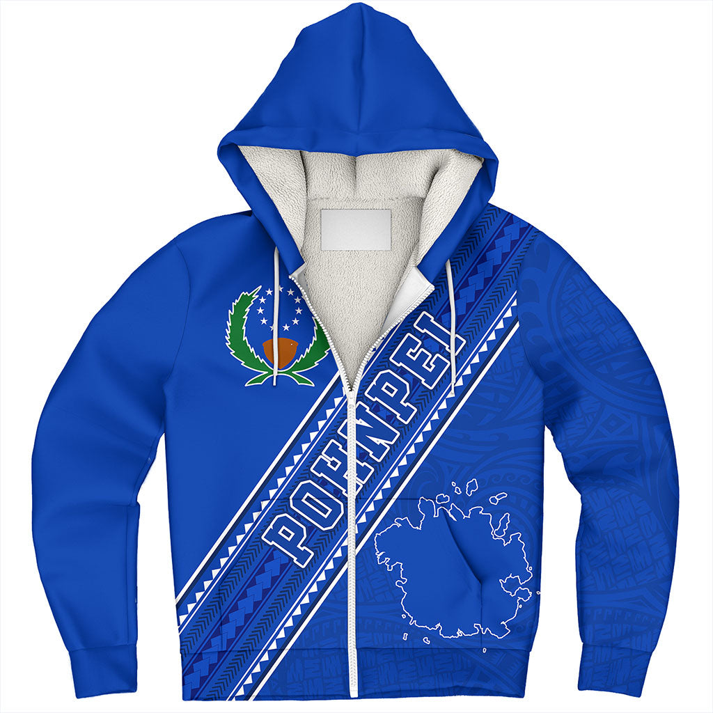Pohnpei State Sherpa Hoodie Flag And Coat Of Arms