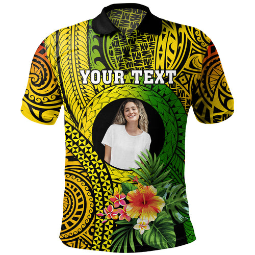 Hawaii Polo Shirt Custom Polynesian Tribal Tattoo Circle With Tropical Flower