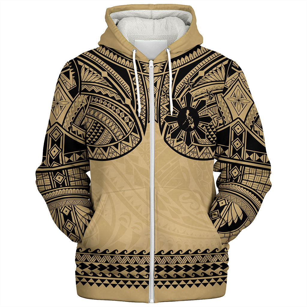 Philippines Filipinos Sherpa Hoodie Polynesian Tribal Filipinos Tattoo Sun Star