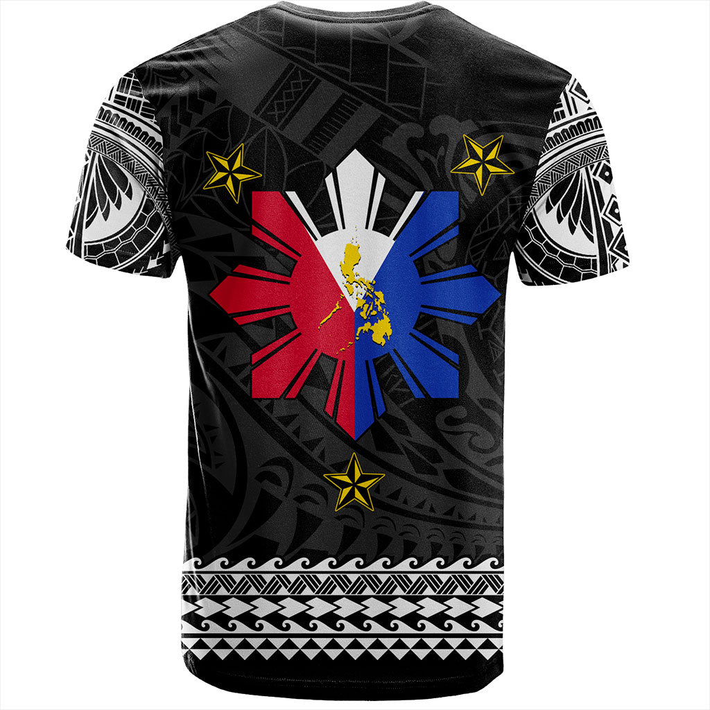 Philippines Filipinos T-Shirt Polynesian Tribal Filipinos Tattoo Sun Star With Flag