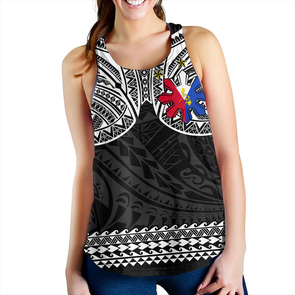 Philippines Filipinos Women Tank Polynesian Tribal Filipinos Tattoo Sun Star With Flag