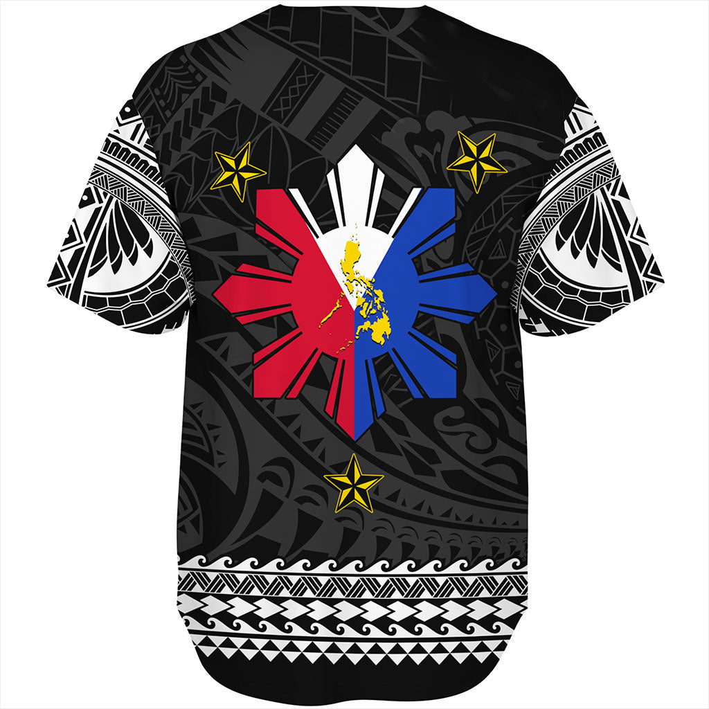 Philippines Filipinos Baseball Shirt Polynesian Tribal Filipinos Tattoo Sun Star With Flag