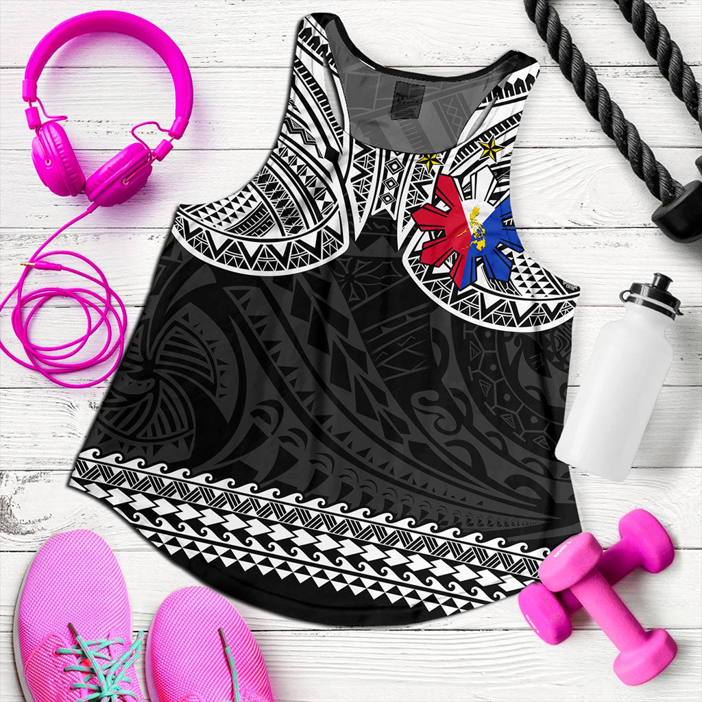 Philippines Filipinos Women Tank Polynesian Tribal Filipinos Tattoo Sun Star With Flag