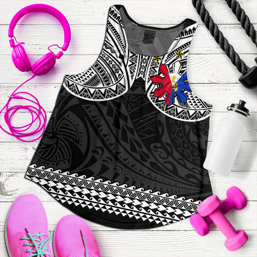 Philippines Filipinos Women Tank Polynesian Tribal Filipinos Tattoo Sun Star With Flag