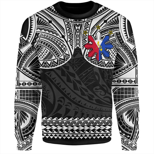 Philippines Filipinos Sweatshirt Polynesian Tribal Filipinos Tattoo Sun Star With Flag