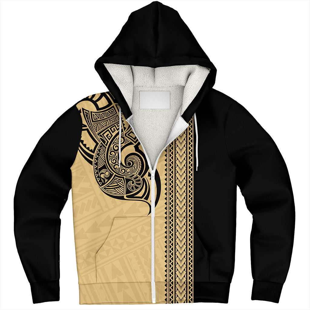 Hawaii Sherpa Hoodie Polynesia Tribal Tattoo