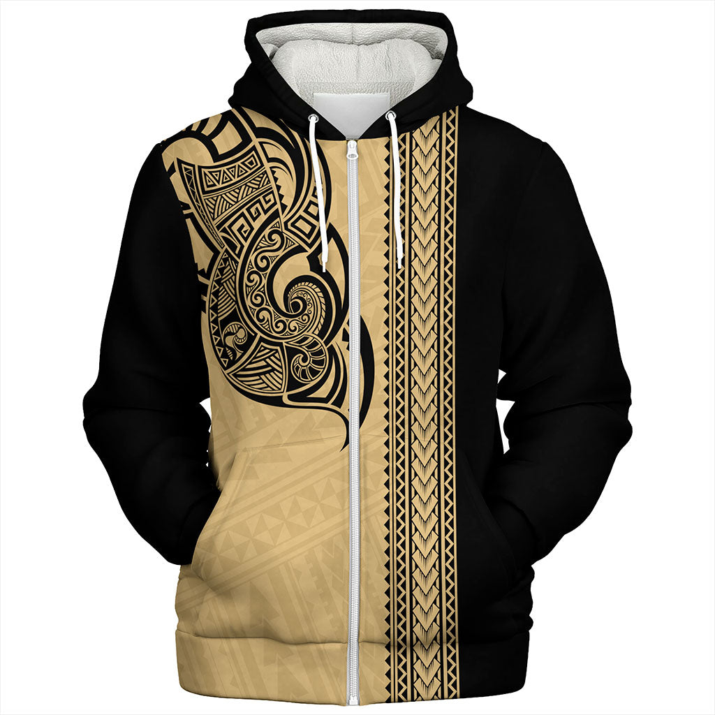 Hawaii Sherpa Hoodie Polynesia Tribal Tattoo