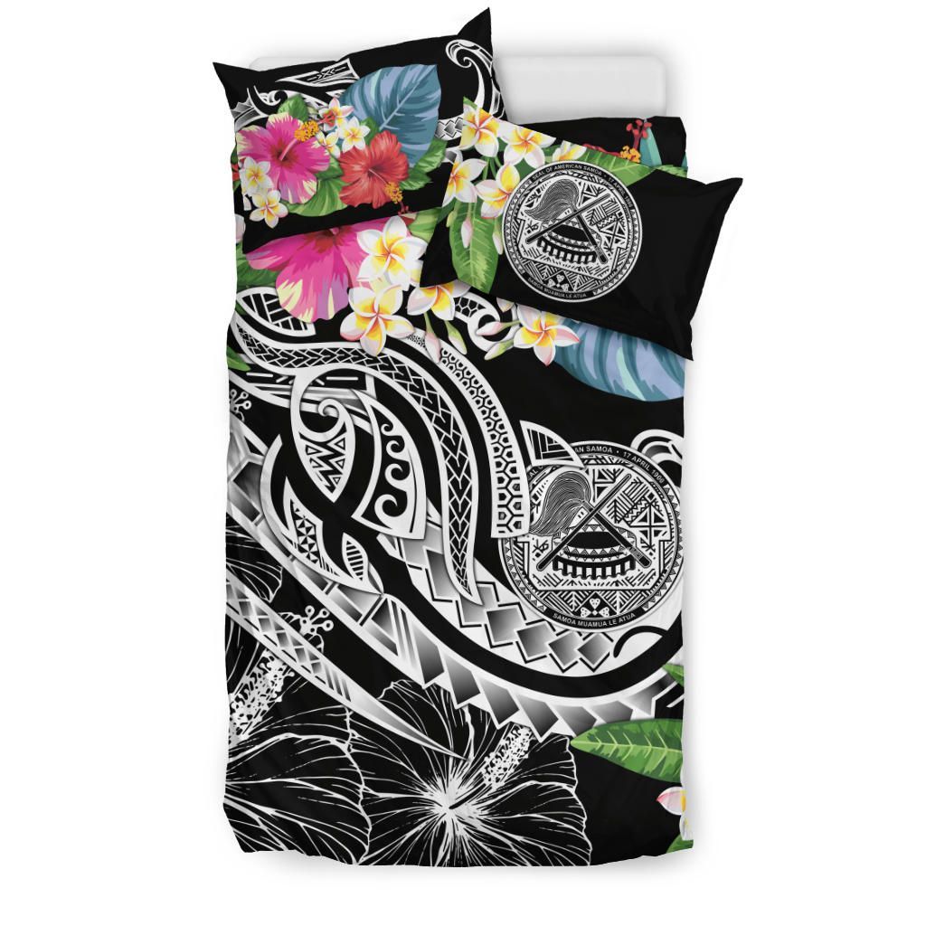 Polynesian American Samoa Bedding Set - Summer Plumeria (Black)