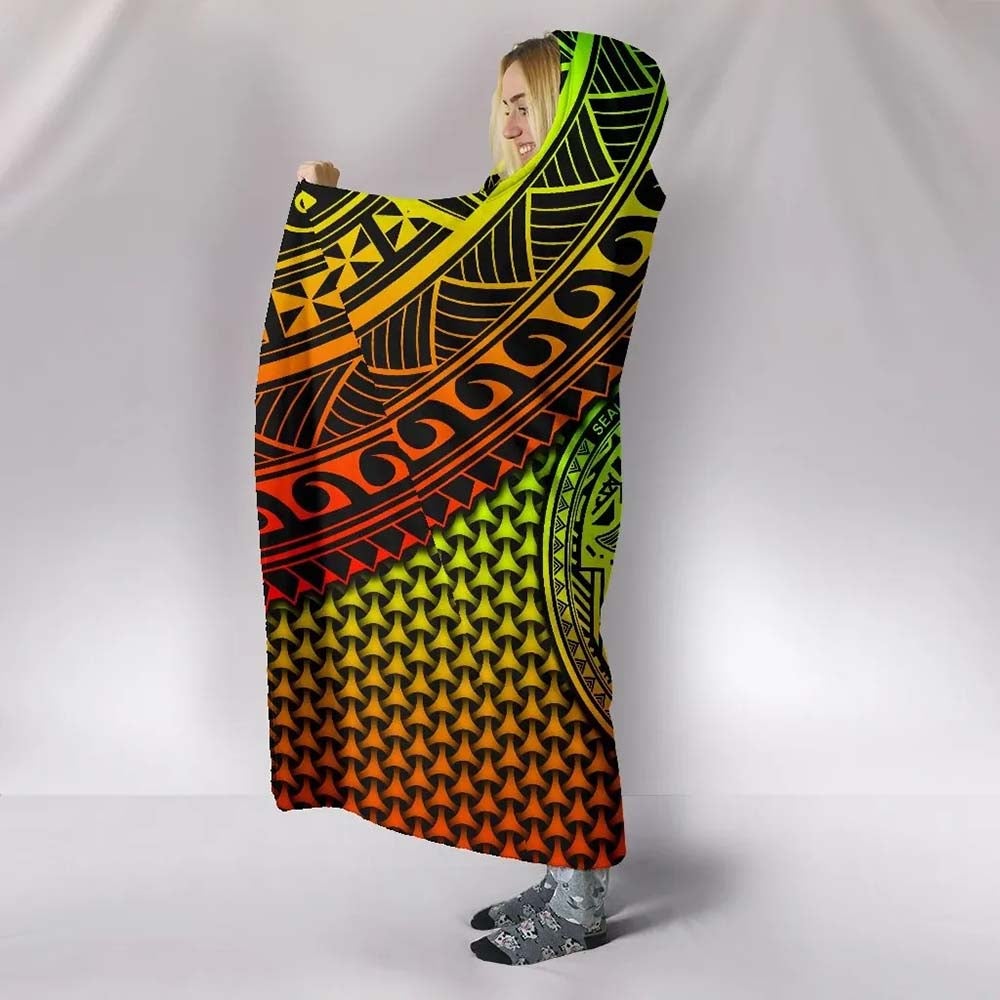 Polynesian American Samoa Hooded Blanket - Reggae Vintage Polynesian Patterns