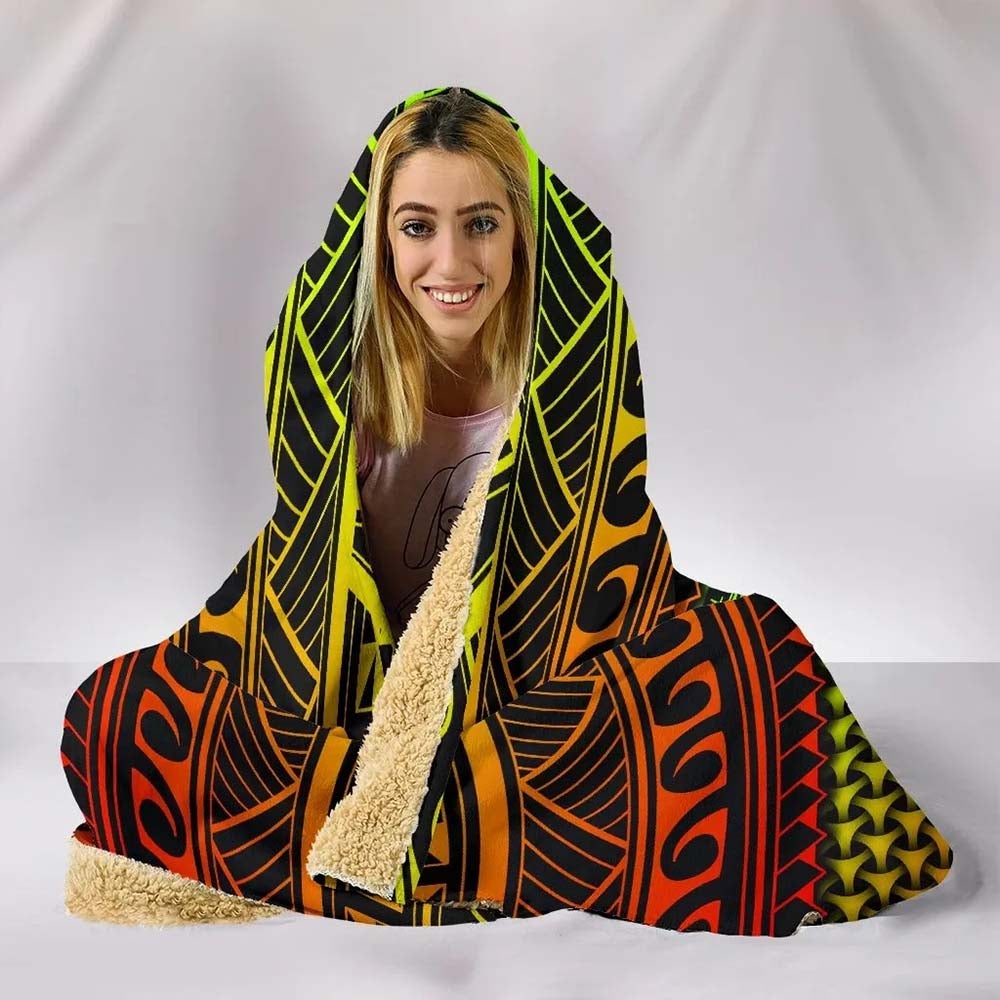 Polynesian American Samoa Hooded Blanket - Reggae Vintage Polynesian Patterns