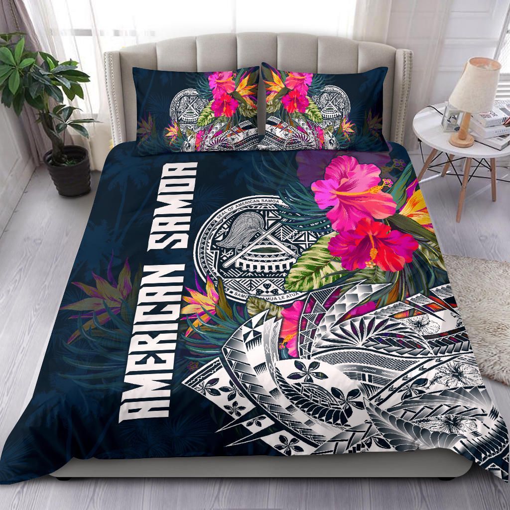 Polynesian Bedding Set - American Samoa Duvet Cover - Polynesian Hibiscus With Summer Vibes