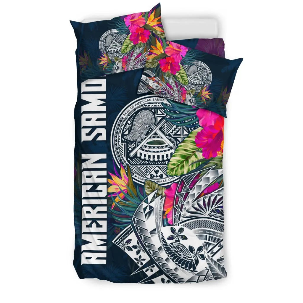 Polynesian Bedding Set - American Samoa Duvet Cover - Polynesian Hibiscus With Summer Vibes