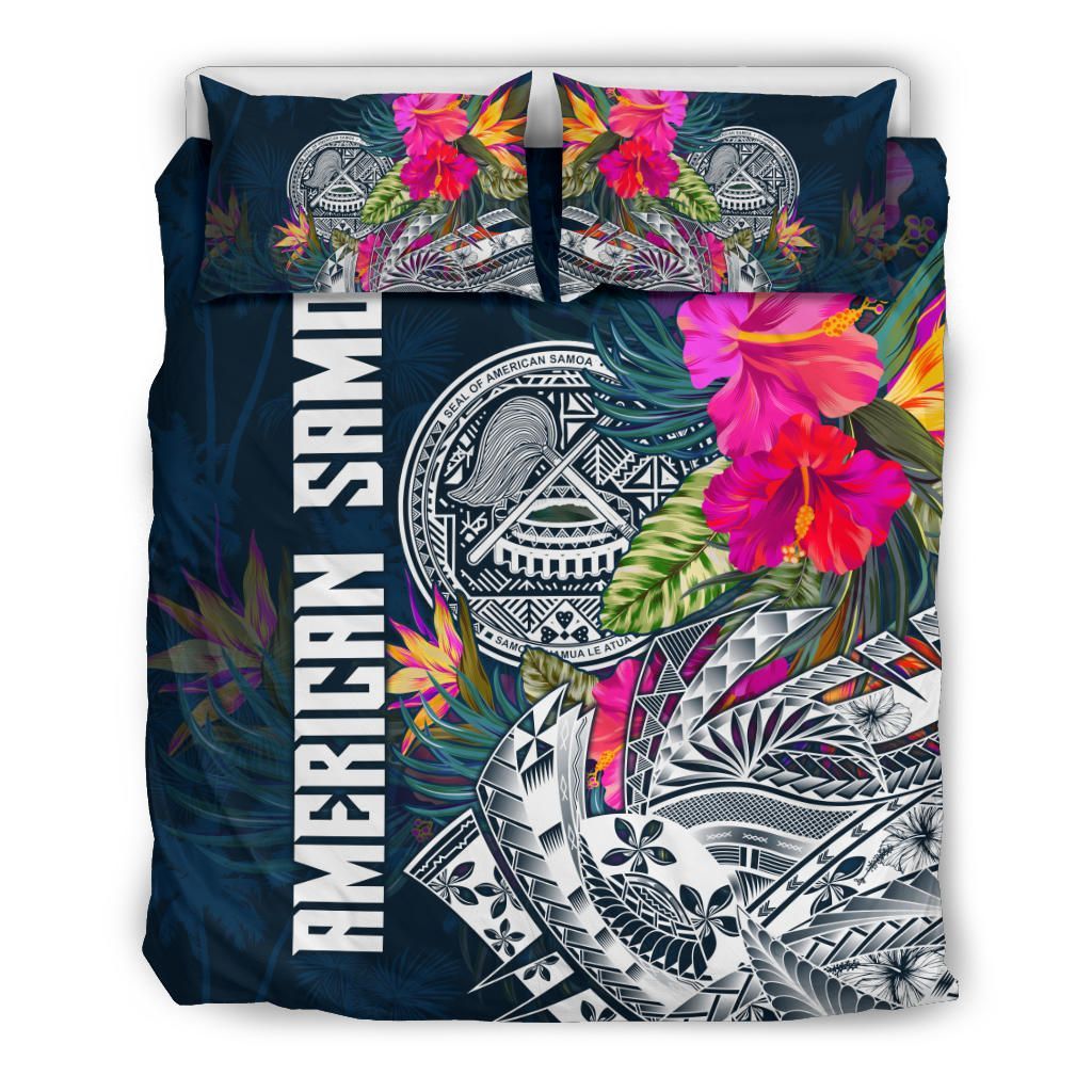 Polynesian Bedding Set - American Samoa Duvet Cover - Polynesian Hibiscus With Summer Vibes