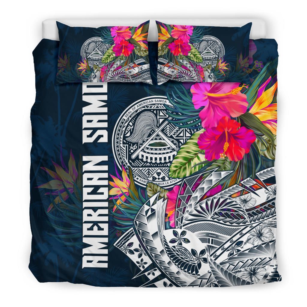 Polynesian Bedding Set - American Samoa Duvet Cover - Polynesian Hibiscus With Summer Vibes