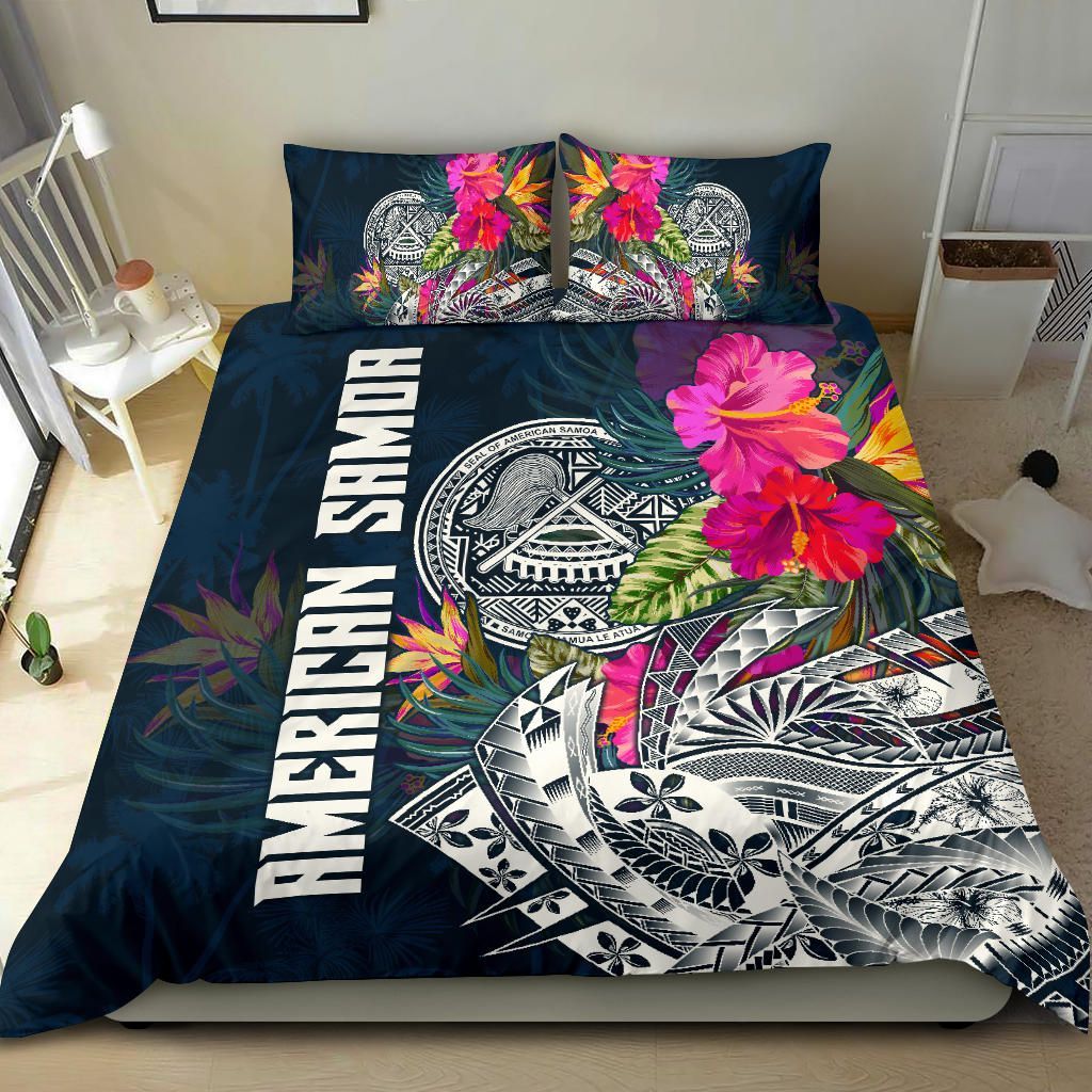 Polynesian Bedding Set - American Samoa Duvet Cover - Polynesian Hibiscus With Summer Vibes