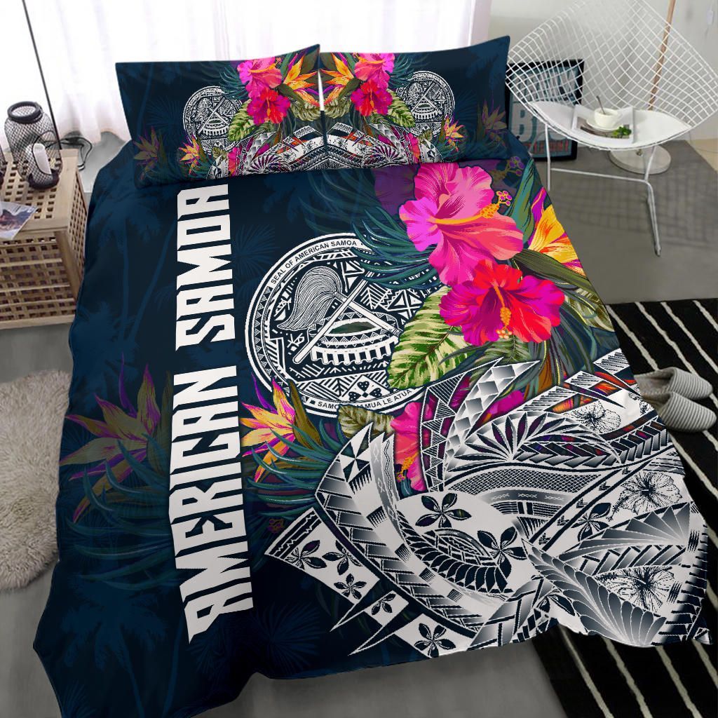 Polynesian Bedding Set - American Samoa Duvet Cover - Polynesian Hibiscus With Summer Vibes