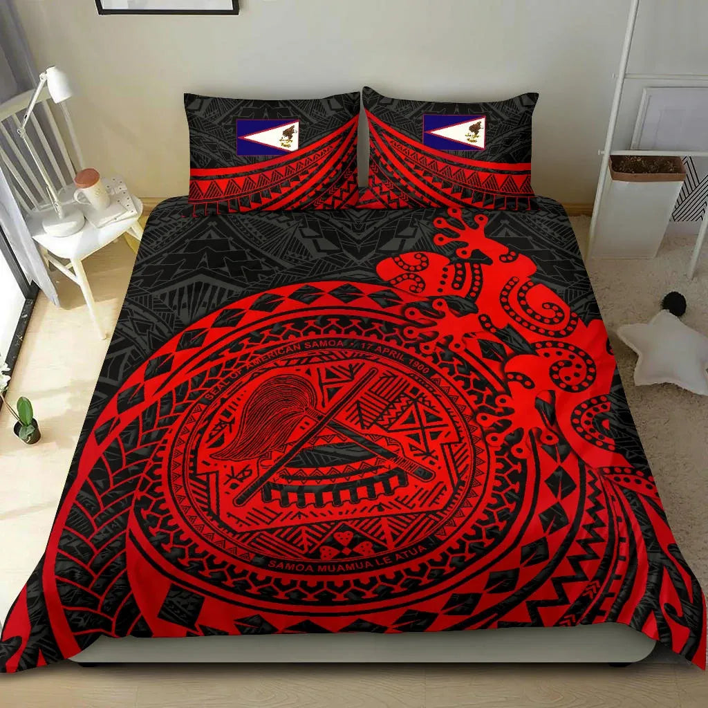Polynesian Bedding Set - American Samoa Duvet Cover Polynesian Lizard