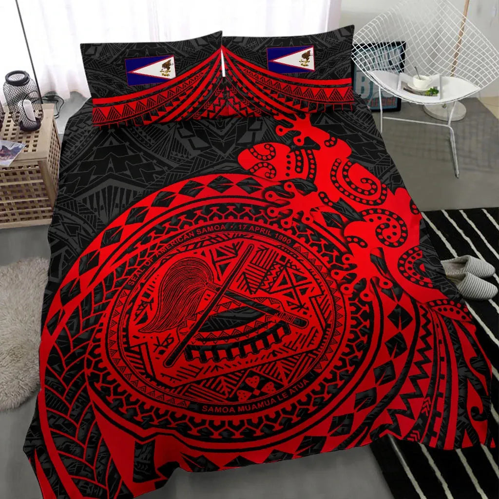 Polynesian Bedding Set - American Samoa Duvet Cover Polynesian Lizard