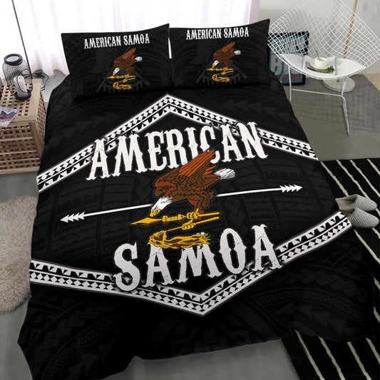 Polynesian Duvet Cover Set - American Samoa Duvet Cover Set Black Eagle