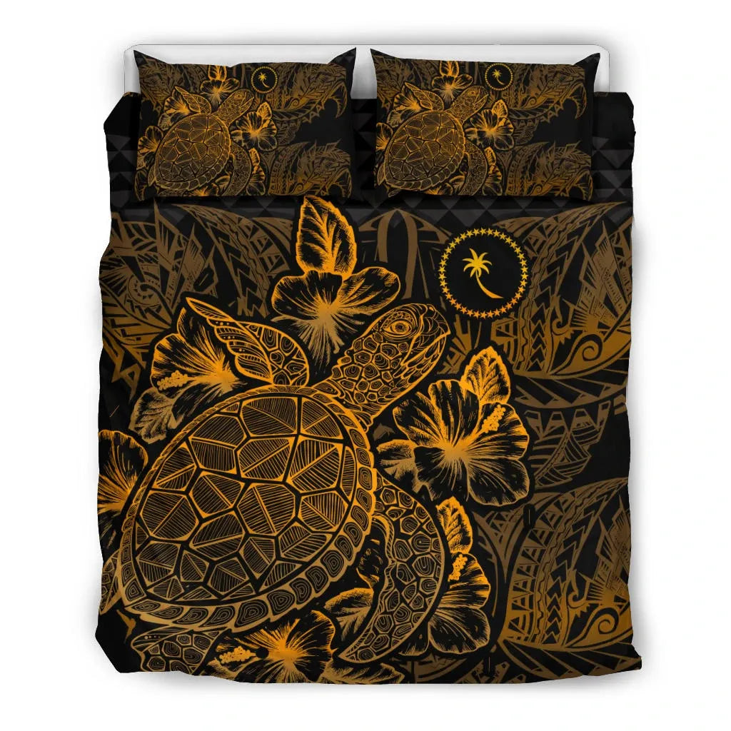 Polynesian Bedding Set - Chuuk Duvet Cover Set Gold Color