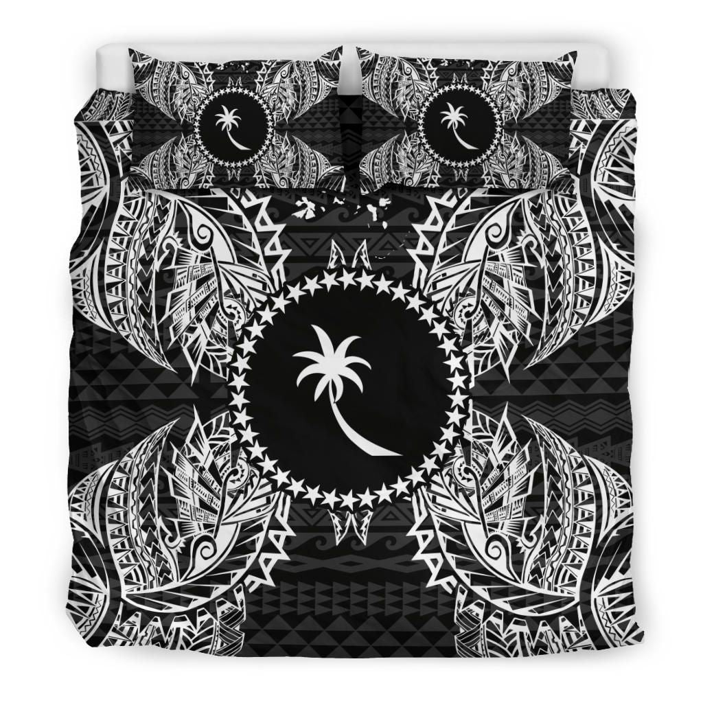 Polynesian Bedding Set - Chuuk Duvet Cover Set Map Black