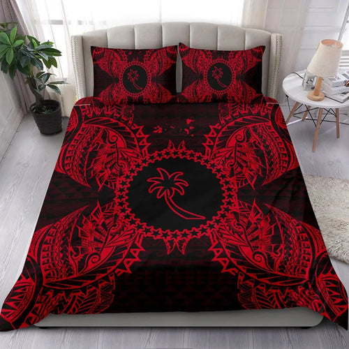Polynesian Bedding Set - Chuuk Duvet Cover Set Map Red