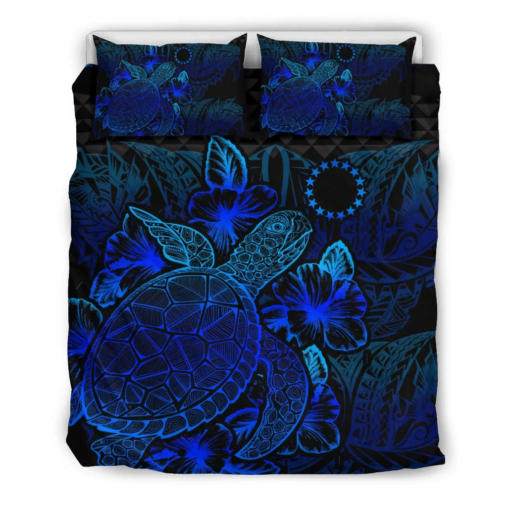 Polynesian Bedding Set - Cook Islands Duvet Cover Set Blue Color