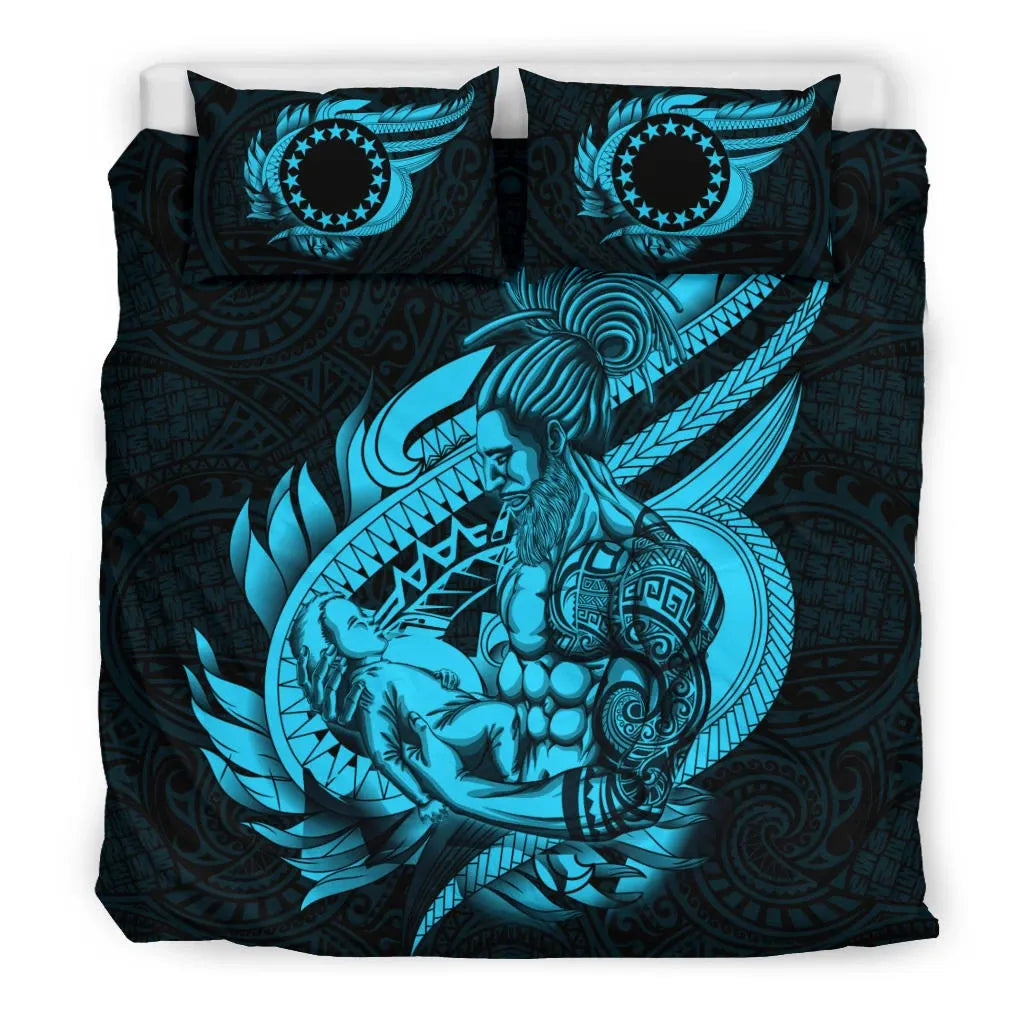 Polynesian Bedding Set - Cook Islands Duvet Cover Set Father And Son Emerald