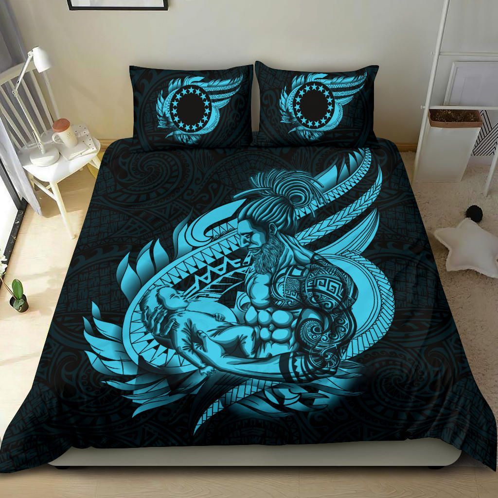 Polynesian Bedding Set - Cook Islands Duvet Cover Set Father And Son Emerald