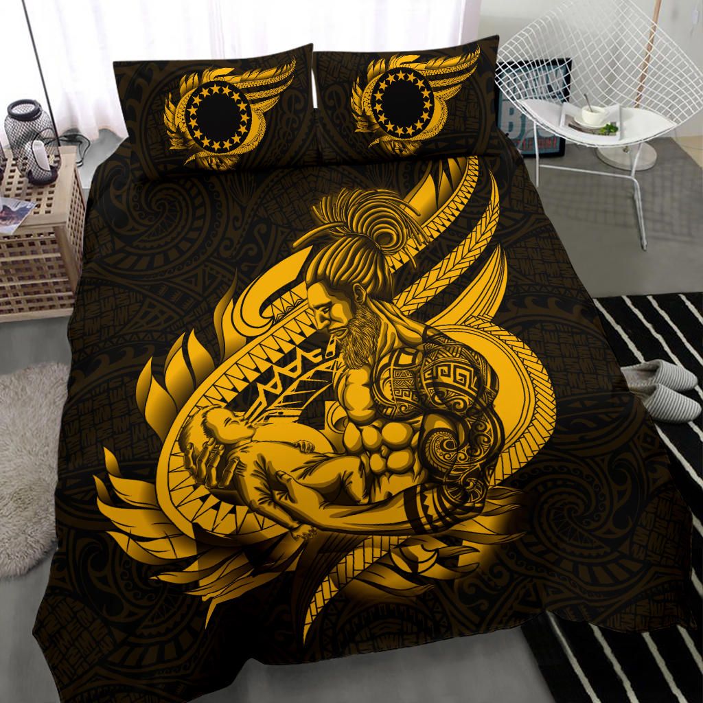 Polynesian Bedding Set - Cook Islands Duvet Cover Set Father And Son Gold