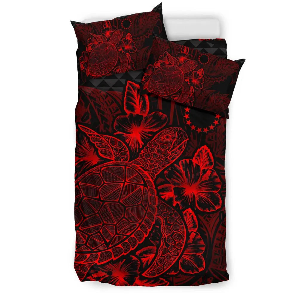 Polynesian Bedding Set - Cook Islands Duvet Cover Set Red Color