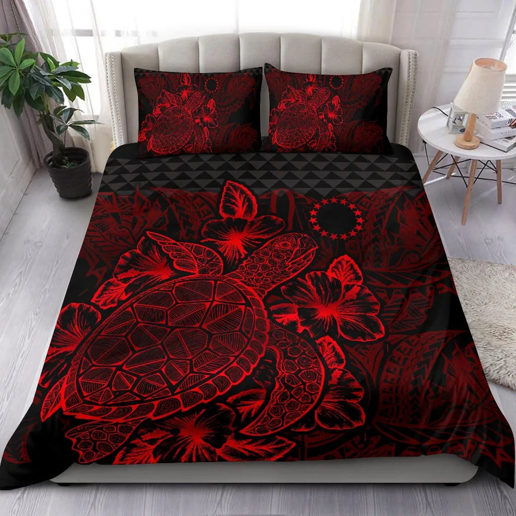 Polynesian Bedding Set - Cook Islands Duvet Cover Set Red Color