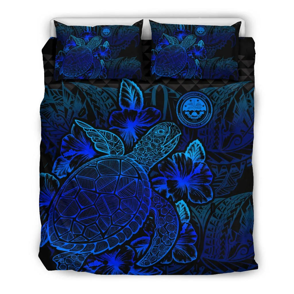 Polynesian Bedding Set - Federated States Of Micronesia Duvet Cover Set Blue Color
