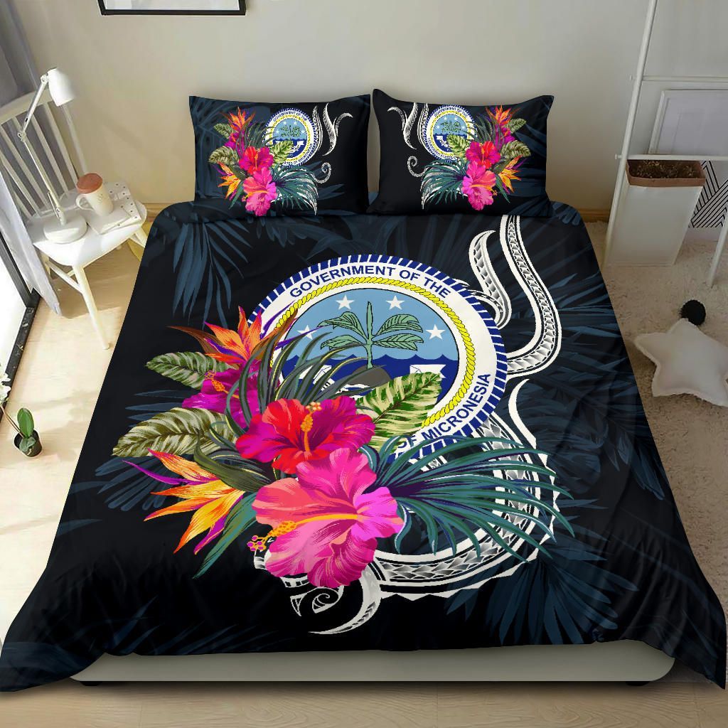 Polynesian Bedding Set - Federated States Of Micronesia Duvet Cover Set Tropical Flowers