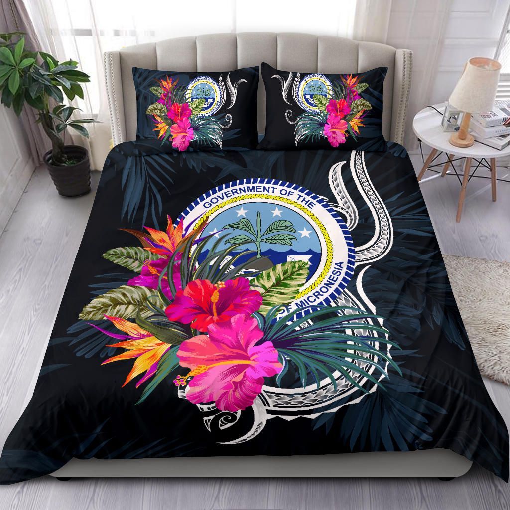 Polynesian Bedding Set - Federated States Of Micronesia Duvet Cover Set Tropical Flowers