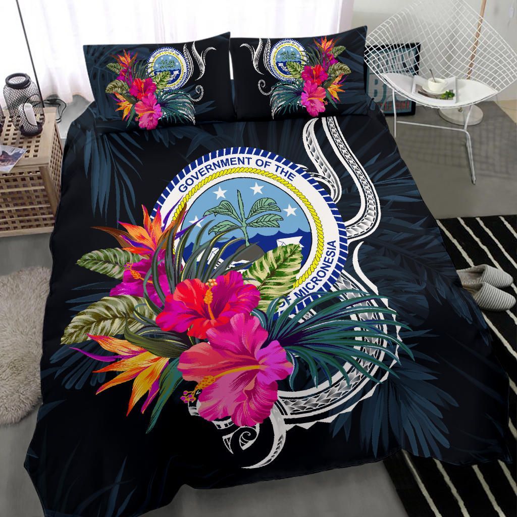 Polynesian Bedding Set - Federated States Of Micronesia Duvet Cover Set Tropical Flowers