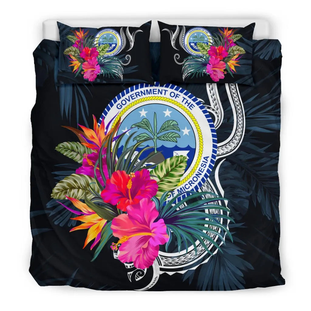 Polynesian Bedding Set - Federated States Of Micronesia Duvet Cover Set Tropical Flowers