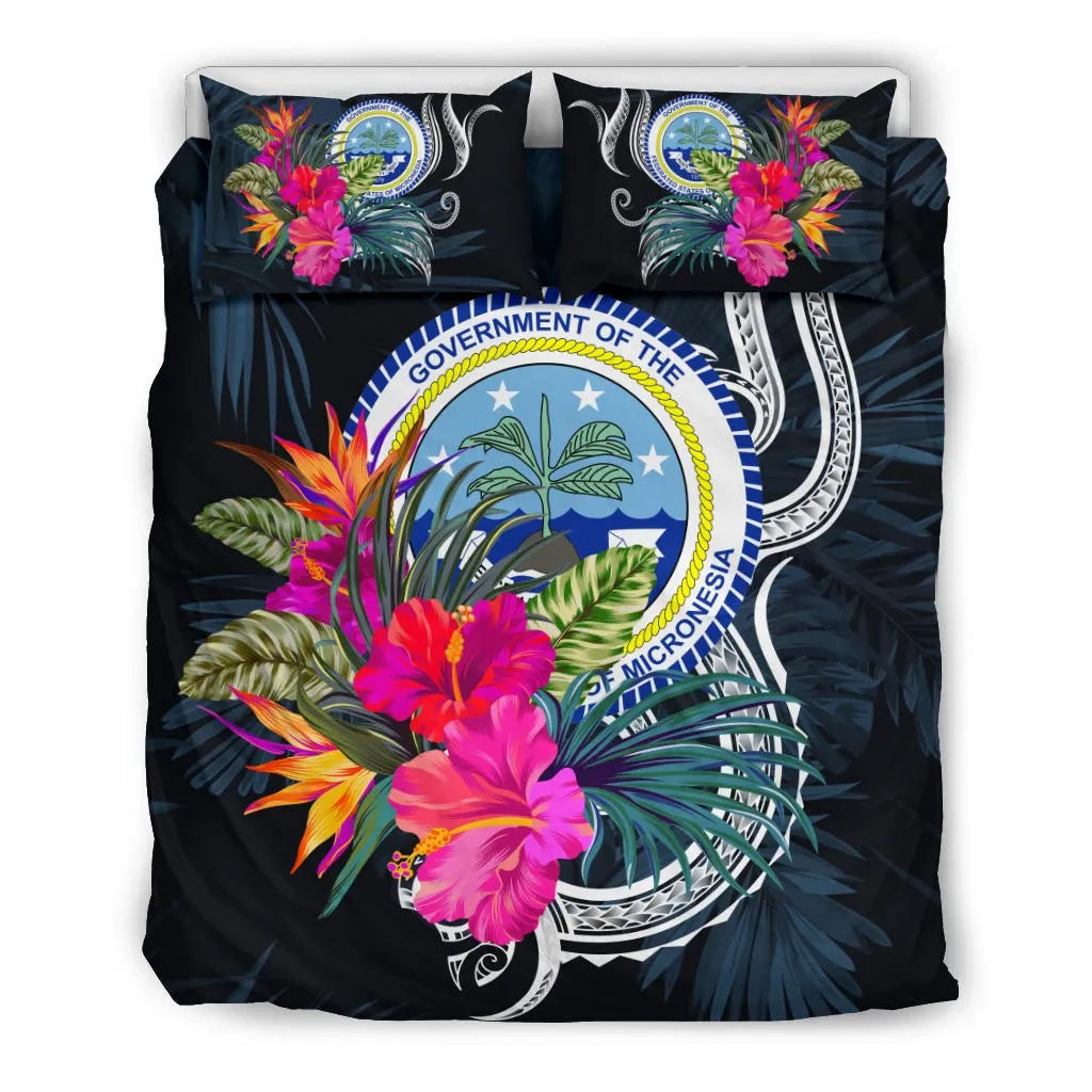 Polynesian Bedding Set - Federated States Of Micronesia Duvet Cover Set Tropical Flowers