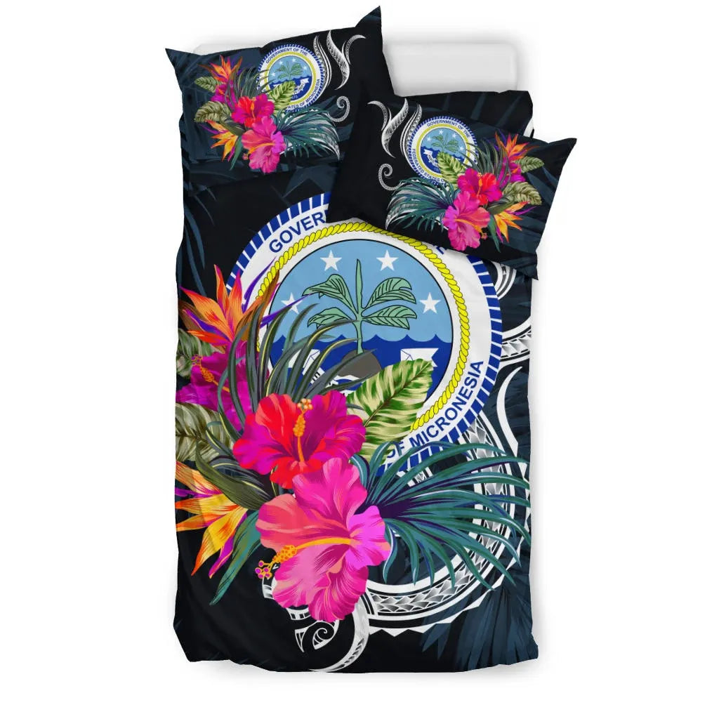 Polynesian Bedding Set - Federated States Of Micronesia Duvet Cover Set Tropical Flowers