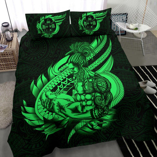 Polynesian Bedding Set - Fiji Duvet Cover Set Father And Son Green
