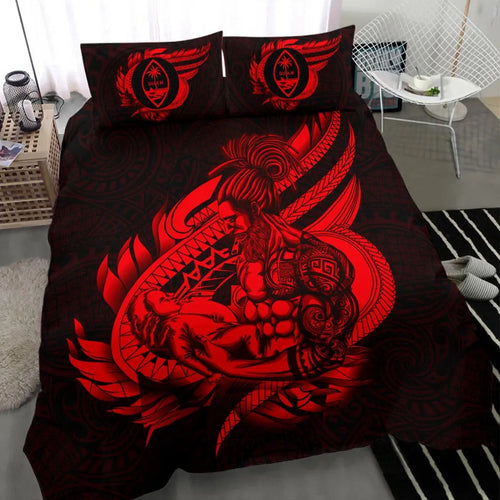Polynesian Bedding Set - Guam Duvet Cover Set Father And Son Red