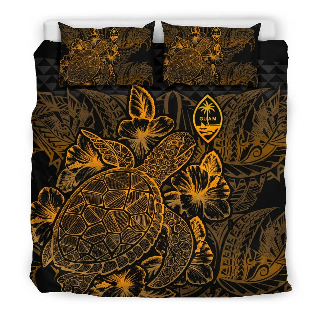 Polynesian Bedding Set - Guam Duvet Cover Set Gold Color