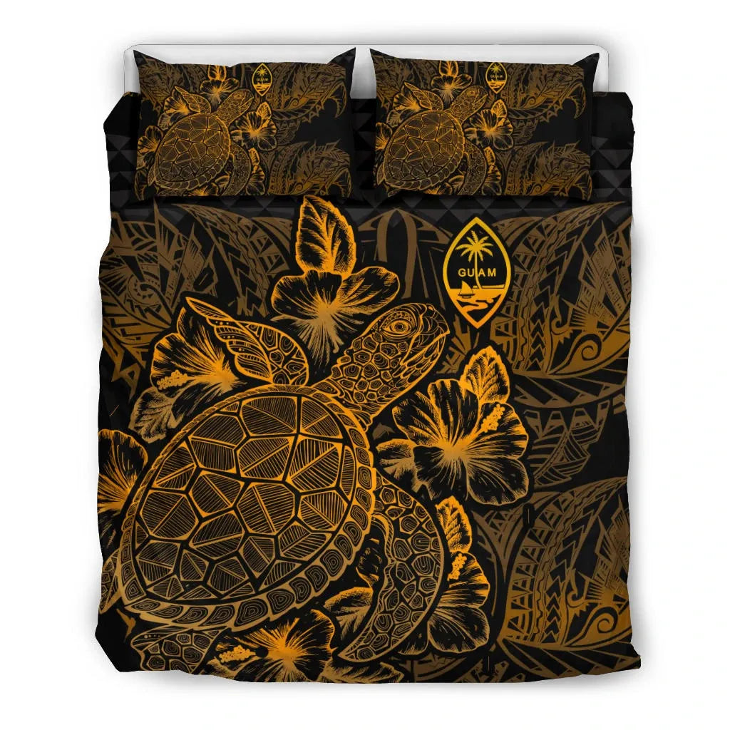 Polynesian Bedding Set - Guam Duvet Cover Set Gold Color