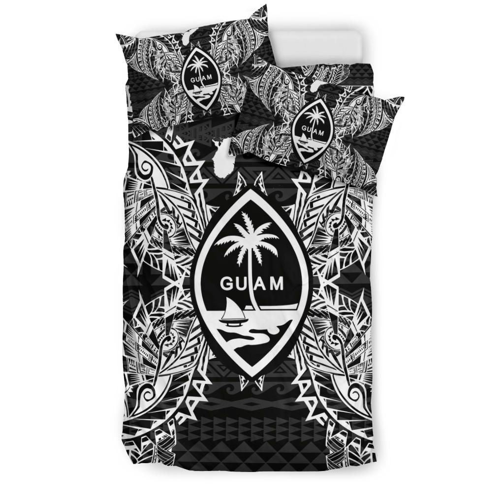 Polynesian Bedding Set - Guam Duvet Cover Set Map Black
