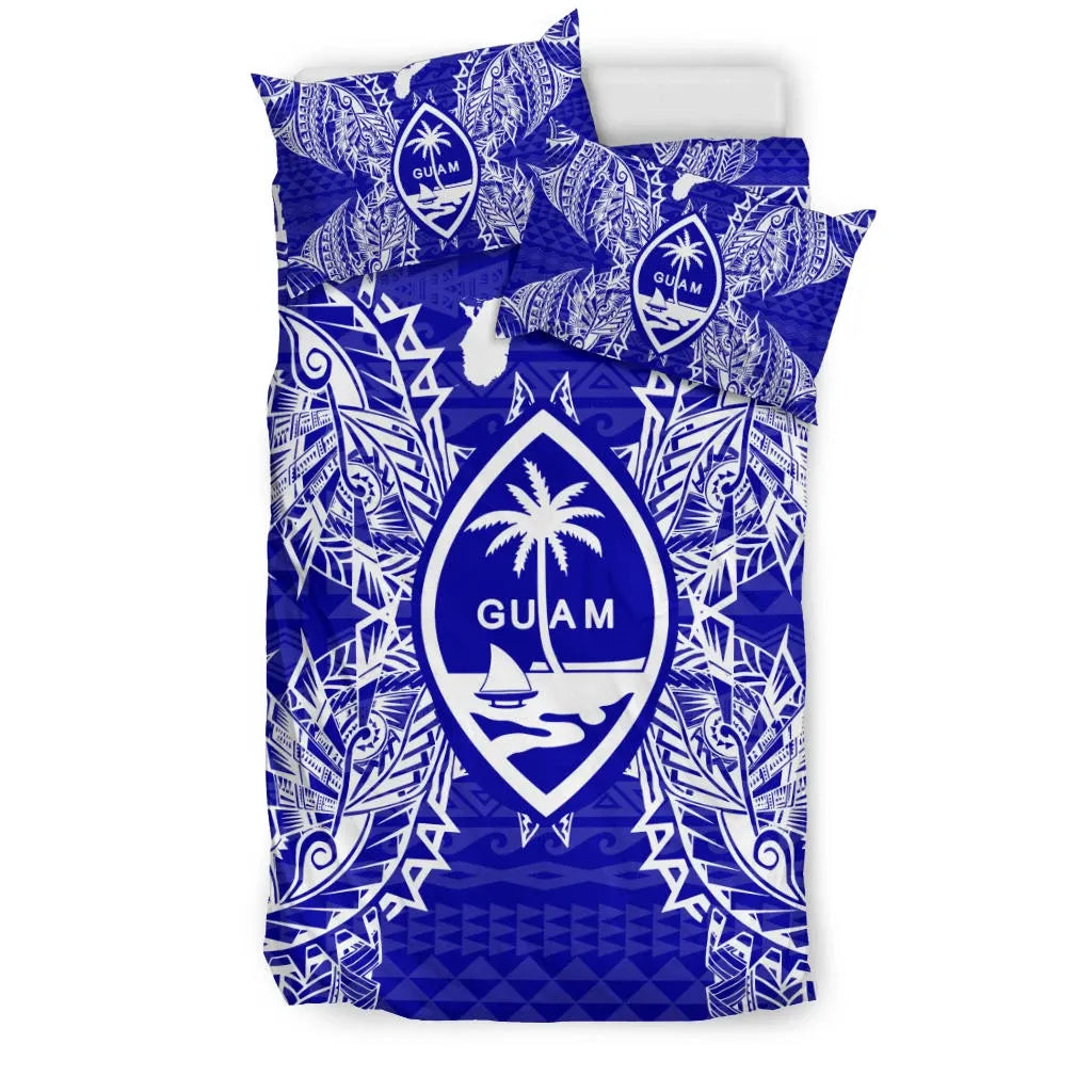 Polynesian Bedding Set - Guam Duvet Cover Set Map Blue