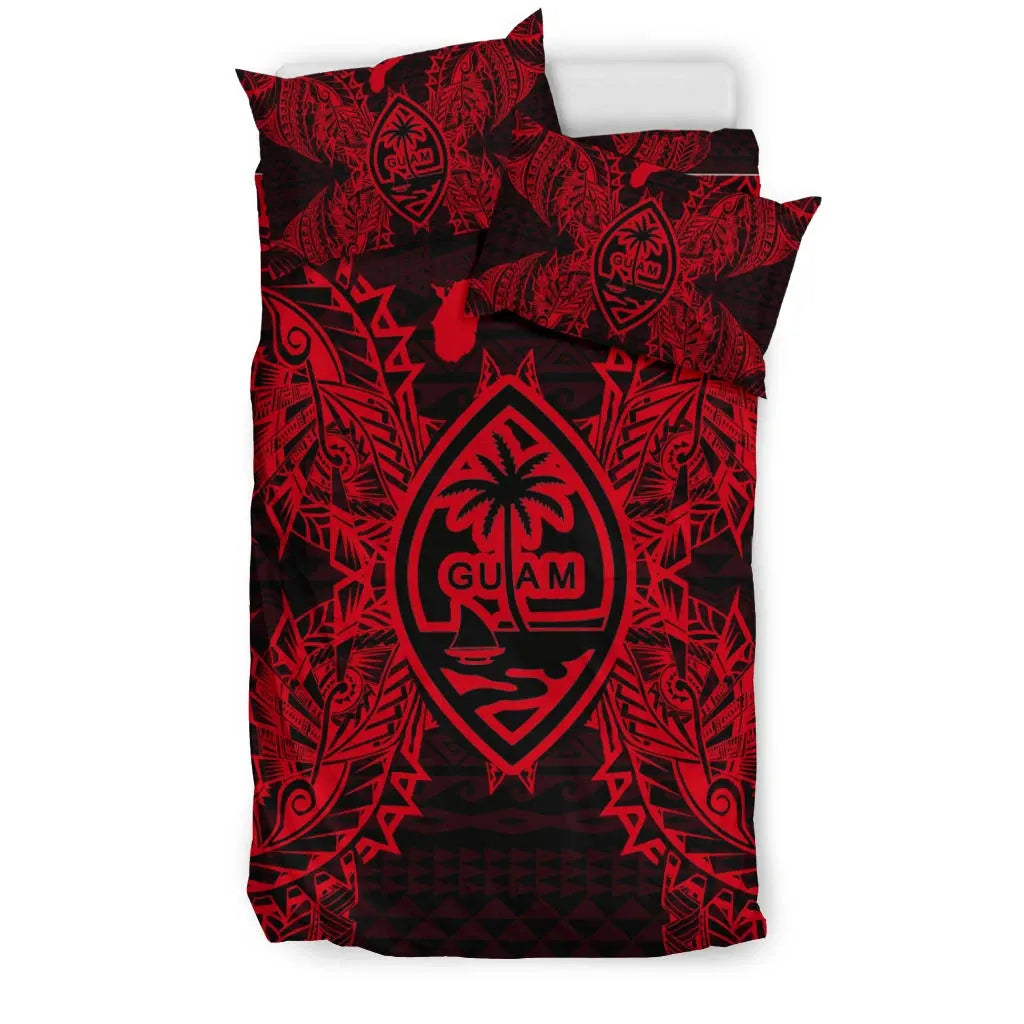 Polynesian Bedding Set - Guam Duvet Cover Set Map Red
