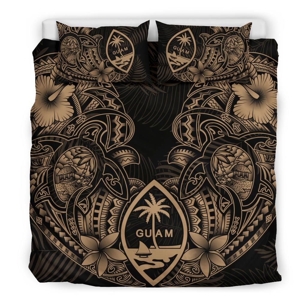 Polynesian Bedding Set - Guam Duvet Cover Sets - Beige Turtle Homeland Notext