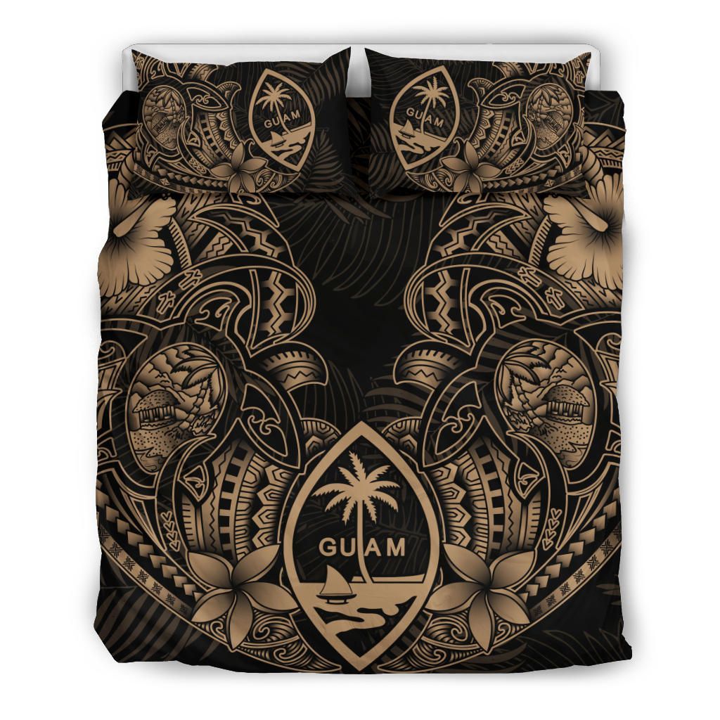 Polynesian Bedding Set - Guam Duvet Cover Sets - Beige Turtle Homeland Notext