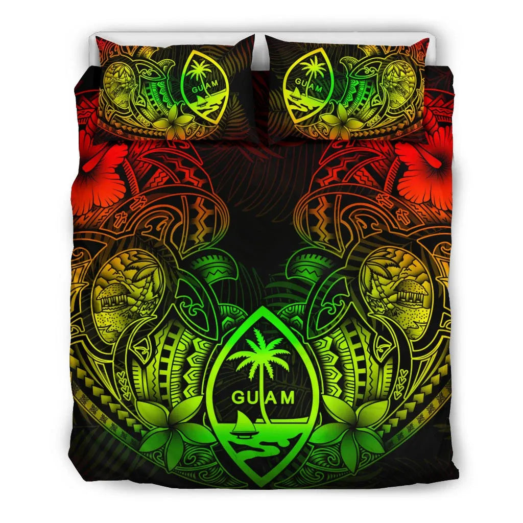 Polynesian Bedding Set - Guam Duvet Cover Sets - Reggae Turtle Homeland Notext
